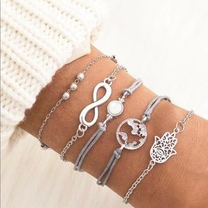 3/$30 Hamsa and Infinity Symbol Bracelet Set 0085